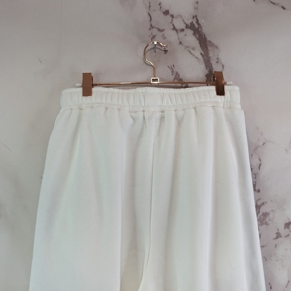 Yellow The Label Sweatpants Womens Large Tearaway White Blue Button Yllw Pants - Picture 8 of 16